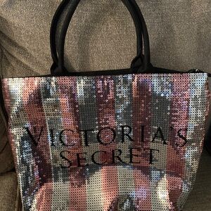 Victoria's Secret Sparkling Sequin Tote - Pink and Silver
